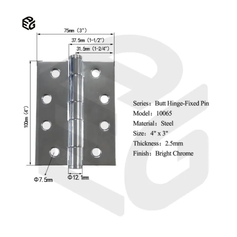 Bright Chrome Heavy Duty Butt Hinge 4