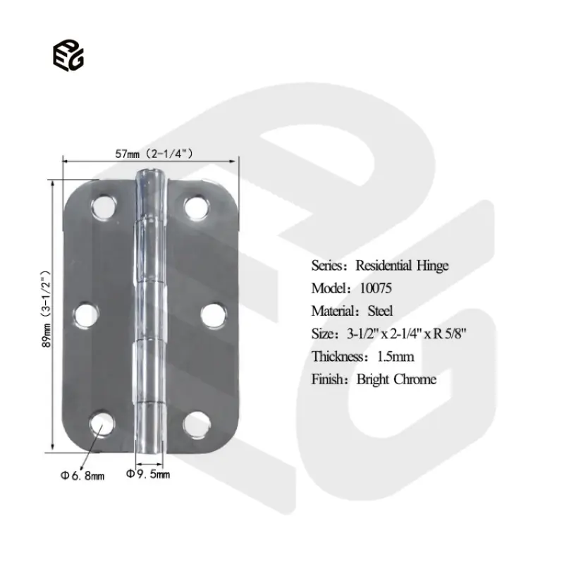 Bright Chrome Heavy Duty Butt Hinge 4" X 3" Size 2.5mm Steel Fixed Pin Hardware view 5