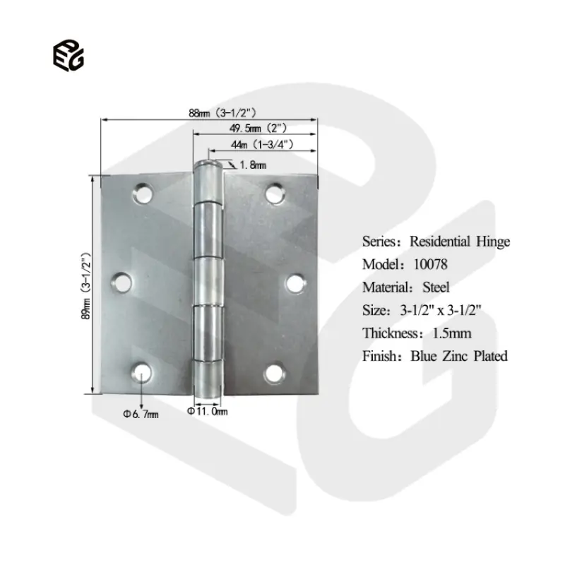 Bright Chrome Heavy Duty Butt Hinge 4" X 3" Size 2.5mm Steel Fixed Pin Hardware view 6