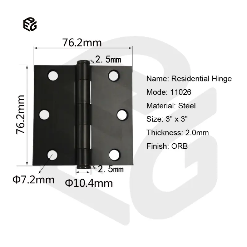 3X3 Inch Satin Nickel Plated Steel Door Hinge for Residential Interior Cabinet/Gate view 2