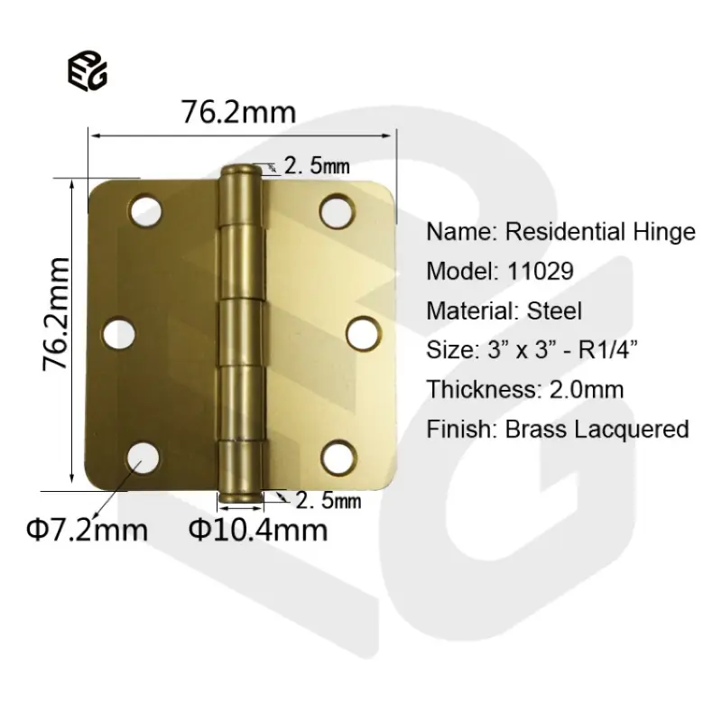 3X3 Inch Satin Nickel Plated Steel Door Hinge for Residential Interior Cabinet/Gate view 5