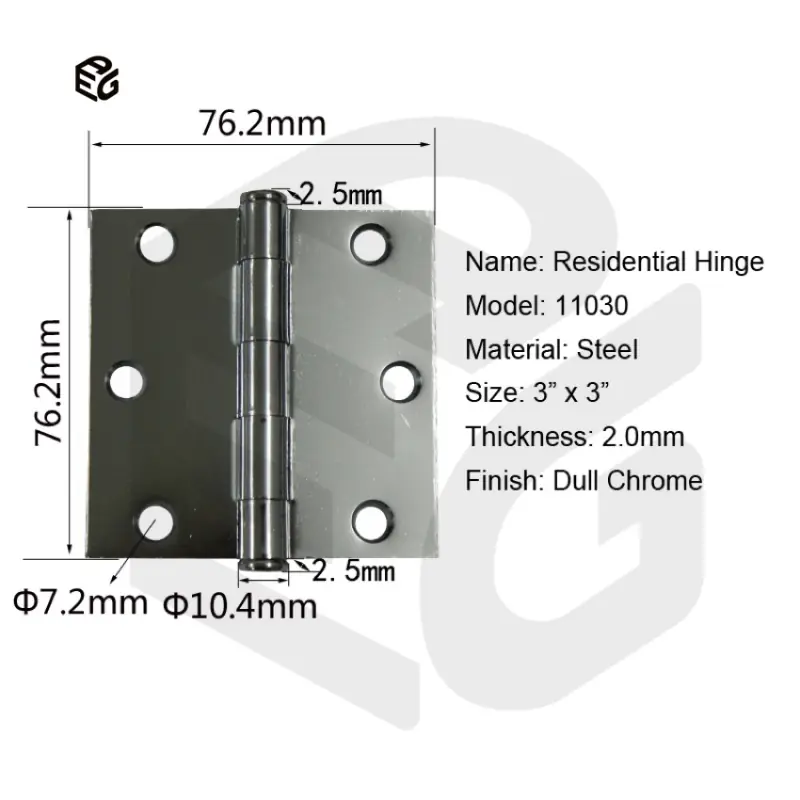 3X3 Inch Satin Nickel Plated Steel Door Hinge for Residential Interior Cabinet/Gate view 6