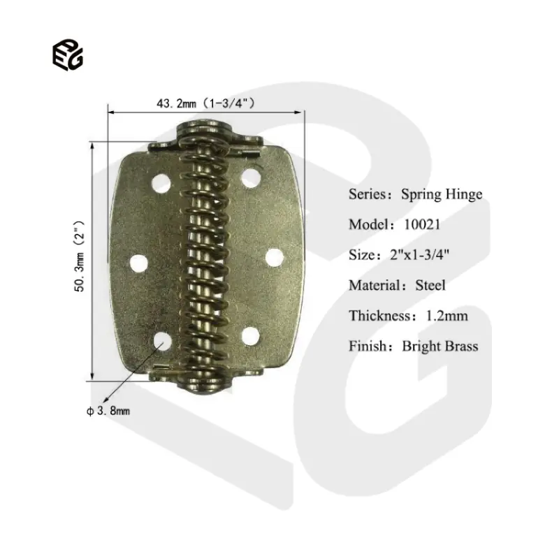 Self-Closing Bright Brass Spring Hinge for Doors 2 X 1-3/4 Size Steel Hardware