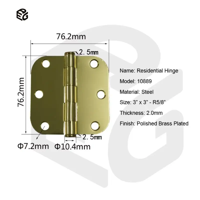 3"X3" Rustproof Window Hinges - Mirror Finish Gold Coated Iron Door Hardware Hinge view 6